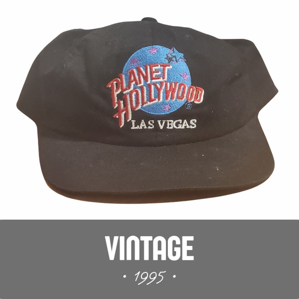 Vintage 1995 Planet Hollywood Las Vegas Snapback Hat - Black Cotton